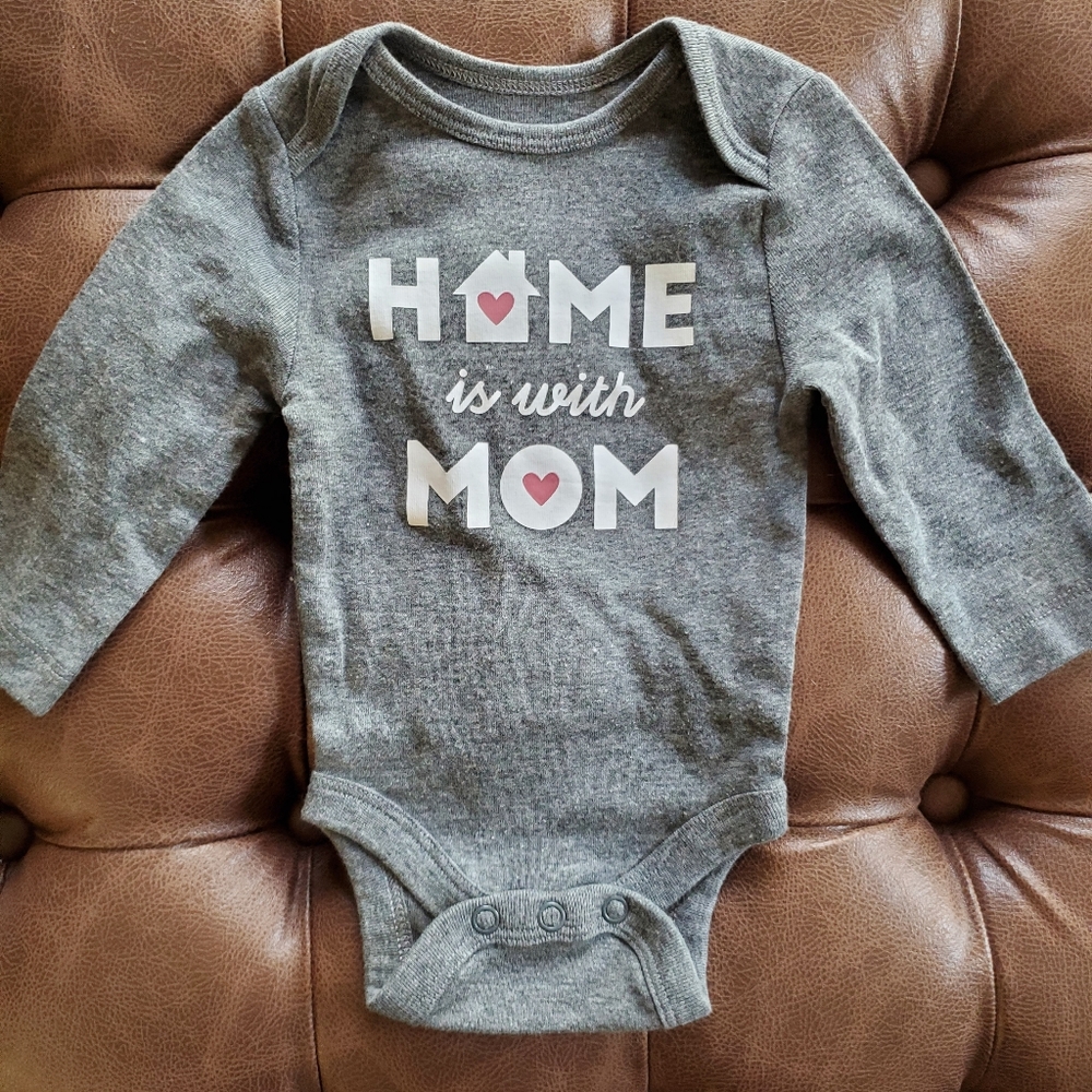 NWOT Jumping Beans "Home is with Mom" bodysuit